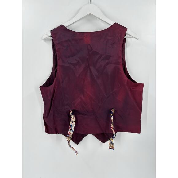 Castle Rock Vintage Vest Womens Large Cats USA American Flag Satin Button Retro - Picture 10 of 15